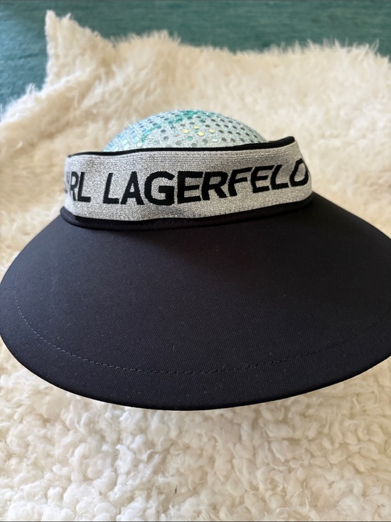 Karl Lagerfeld Accessories - Karl Lagerfeld Black Visor with Silver Logo Band
